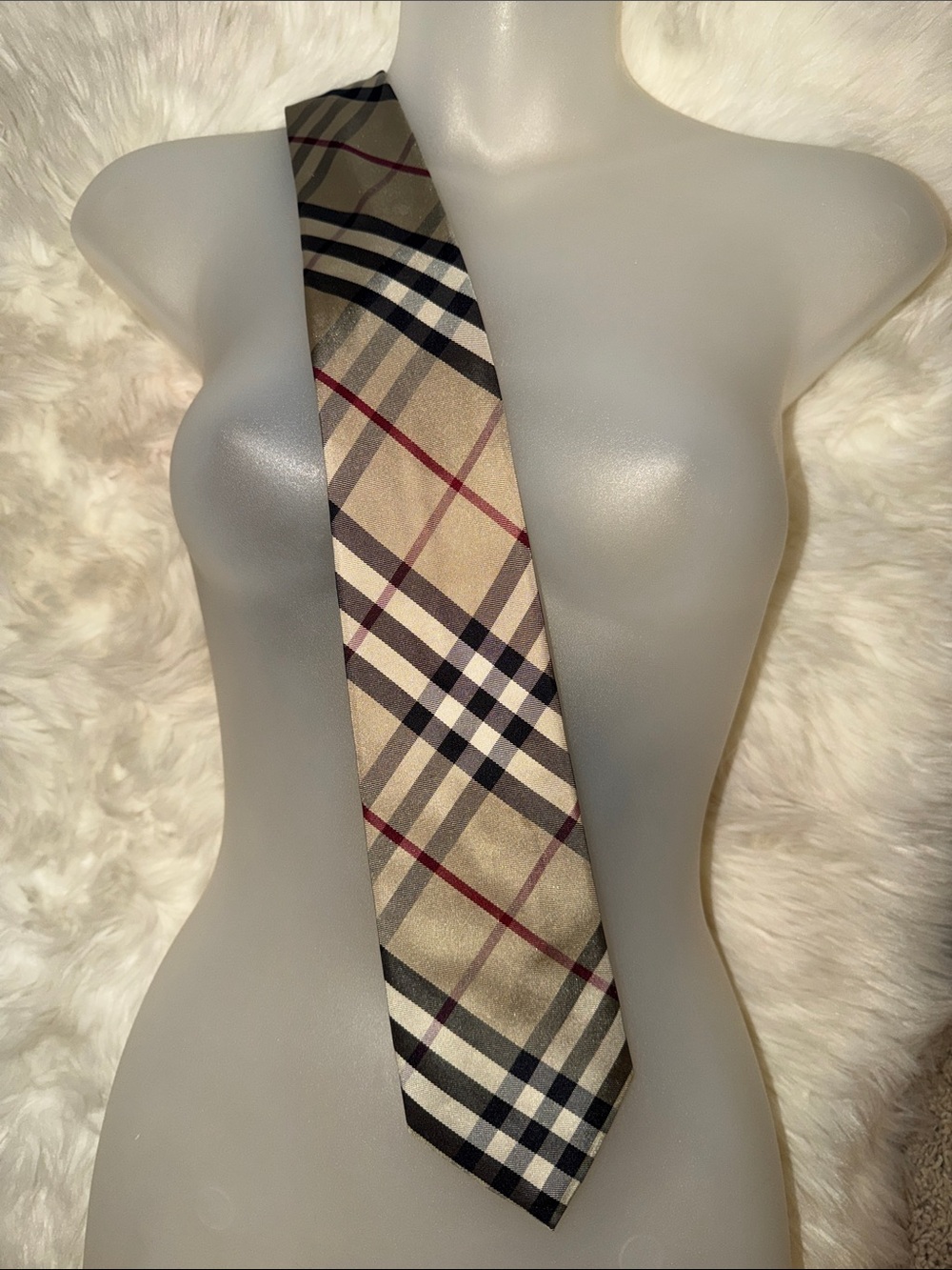 💂‍♀️🇬🇧💂‍♀️BURBERRY SILK PLAID “FINCH BROWN” CHECK PATTERN TIE💂‍♀️🇬🇧💂